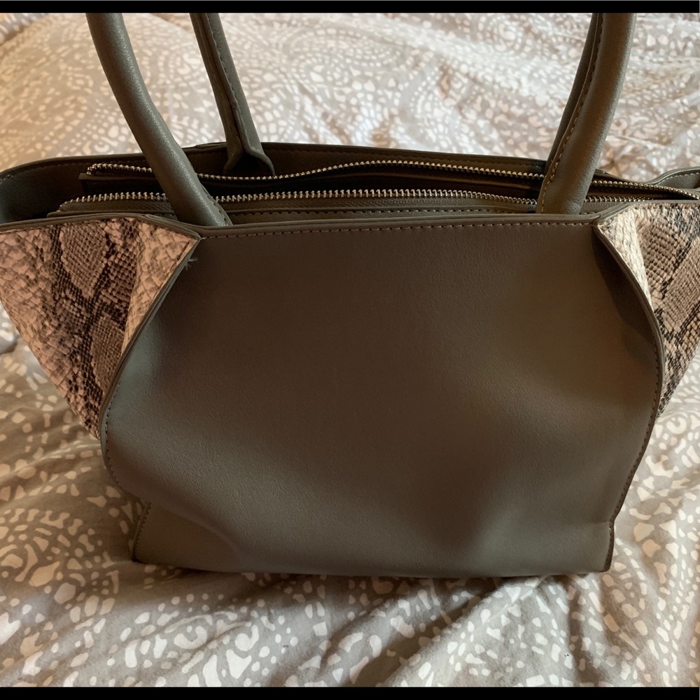 Grey and snakeskin tote